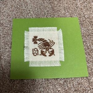 Belguim Elegant Embroidered Cross stitched Cancer Crab Handmade